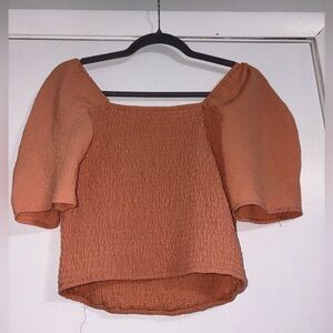 Promesa Maddox Smocked Puff Sleeve Top – Terracotta – Size Medium 🤎🍂